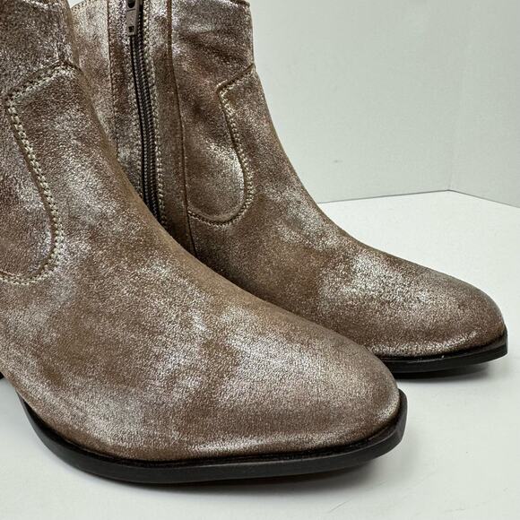 NEW Seychelles Upside Silver Metallic Suede Leather Western Bootie Ankle Boot - Picture 10 of 15